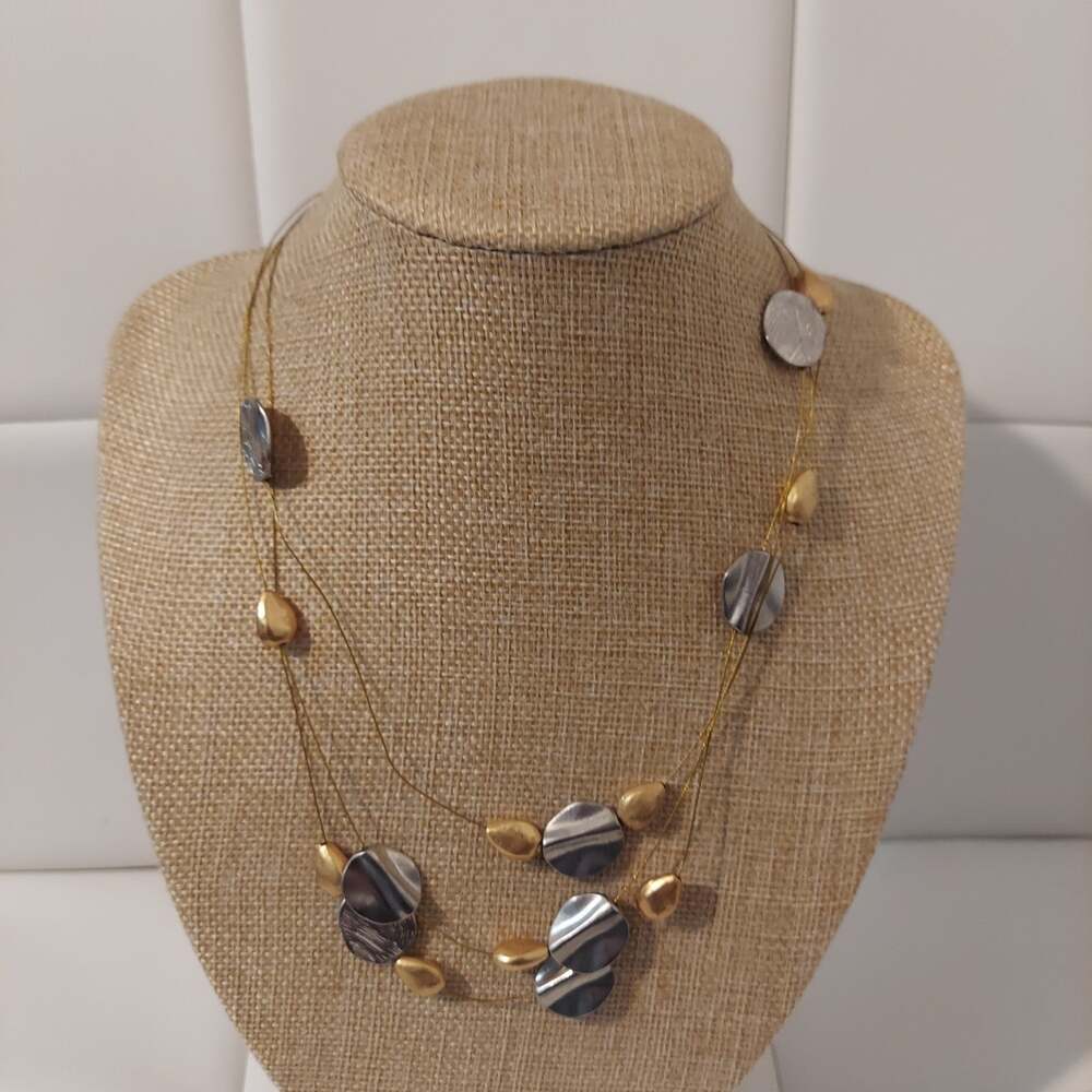 Coldwater Creek Gold and Silver Tone Stations Layered 18" Necklace